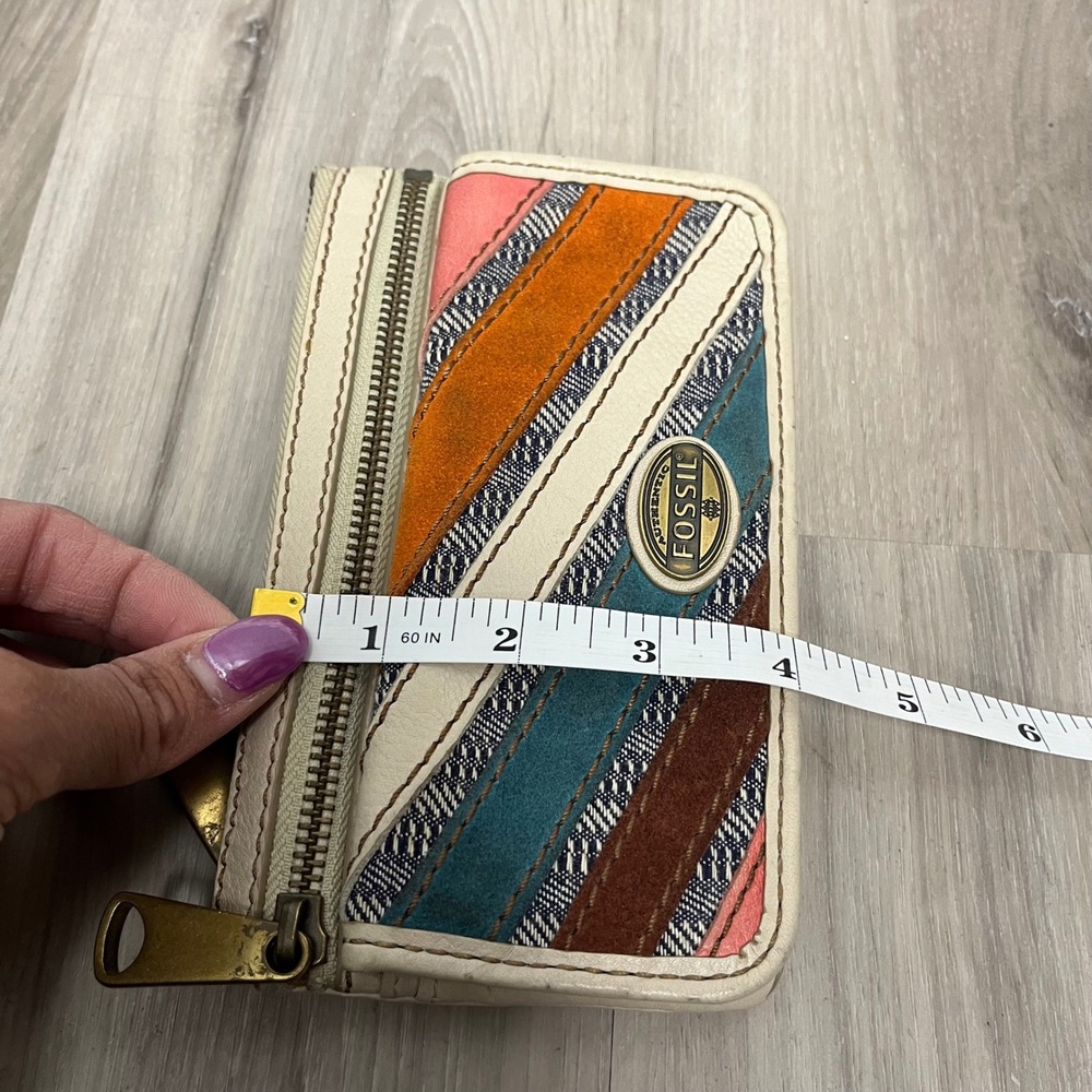 Fossil Cream Multi Patchwork Leather Wallet One Size - Picture 10 of 10